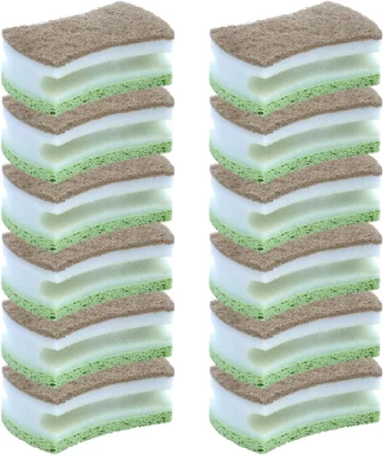 Vista 10 de Esponja exfoliante antiarañazos con un agarre cómodo, esponja de cocina resistente de doble cara, esponja de celulosa, sin arañazos, con juego