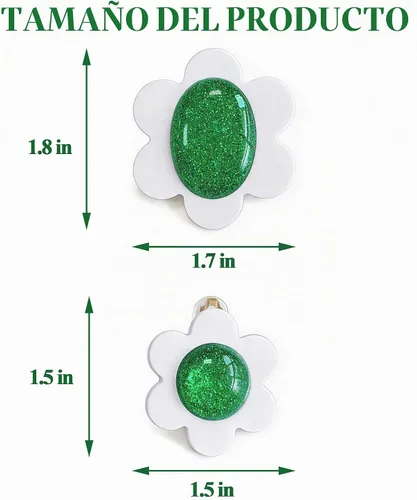Vista 2 de Pendientes de flores verdes blancas con broche para mujer, disfraz