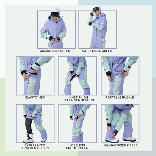 Vista 4 de Snowverb - Traje de nieve de una pieza para hombre, para snowverb, impermeable, para esquí, invierno, para exteriores, unisex, para snowverb