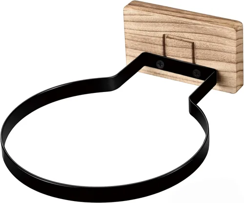 Vista 12 de Soporte de pared para baloncesto VIVTOB, soporte de pared para pelota de 7 pulgadas con base de madera maciza de nogal negro y anillo de metal
