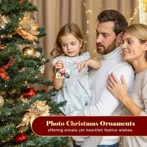 Vista 4 de WhatSign Adornos de Navidad para marco de fotos, adornos personalizados para árbol de Navidad, regalo de recuerdo de fotos familiares personalizado