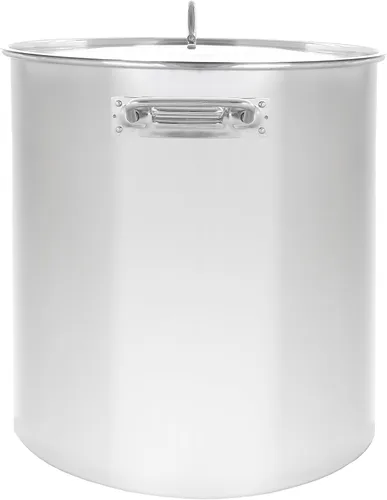 Vista 2 de CONCORD - Olla de acero inoxidable pulido para elaboración de cerveza con tapa plana (40 cuartos de galón)