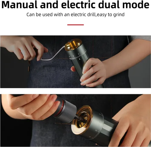 Vista 3 de Molinillo de café manual, molinillo de café de mano Z5 con perilla ajustable externa de 0.88 oz de capacidad, molinillo manual y eléctrico de modo