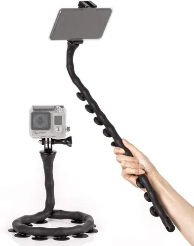Vista 2 de Soporte de silicona flexible con ventosa para teléfono móvil de 3 a 6 pulgadas, color negro 2019.