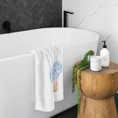 Vista 4 de Toallas de algodón suave para lavado facial, flores, acuarela, hortensias y parejas, flamencos, toallas de mano para entrenamiento, baño, juego de 2