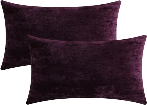 Vista 48 de Jeneoo - Fundas de almohada decorativas rojas brillantes de chenilla suave, fundas de cojín cómodas y sólidas para sofá de sala de estar