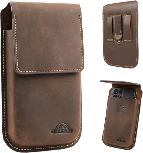 Vista 8 de Topstache Funda de cuero para teléfono celular con clip para cinturón, soporte para teléfono celular con tapa para iPhone 17/16/15/14/13/12 - Funda