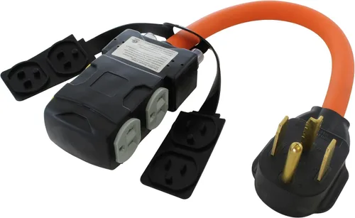 Vista 7 de AC WORKS Cable adaptador hembra doméstico de 4 clavijas de 220 voltios a 120 voltios y 15/20 amperios