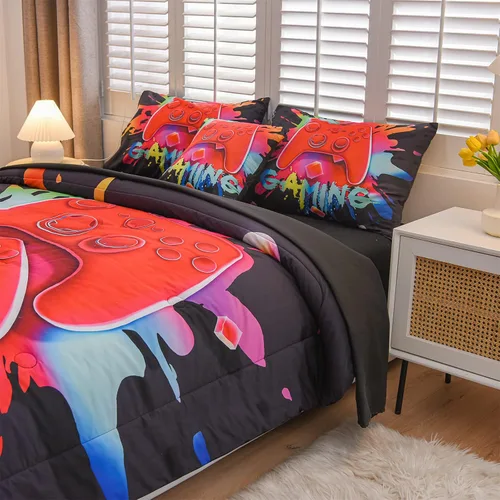 Vista 9 de Aimuan Gamer Gaming Juegos de Ropa de Cama Juegos de Edredón 3D Gamepad para Niños Consola de Juegos Botones de Acción Novedoso Controlador de Juego