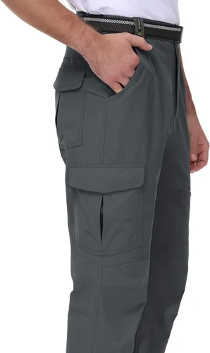 Vista 4 de BASUDAM Pantalones de senderismo Ripstop para hombre ligeros de secado rápido elásticos resistentes al agua bolsillos cargo con cinturón