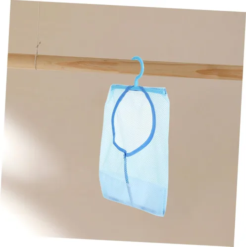 Vista 8 de YarNOW - Bolsa multiusos con percha, malla para lavandería, cesta de almacenamiento plegable para colgar, gancho para ropa y toalla (azul)