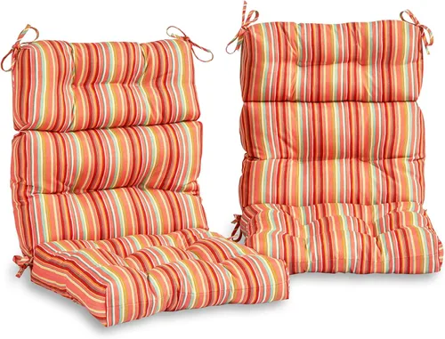 Vista 8 de South Pine Porch Cojín para silla de respaldo alto al aire libre (juego de 2), rayas de ladrillo