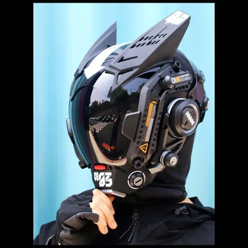 Vista 7 de Topoo Máscara punk futura, máscara táctica para cosplay, accesorios cibernéticos para hombres, mujeres, niños, niñas, Halloween, Navidad, fiesta