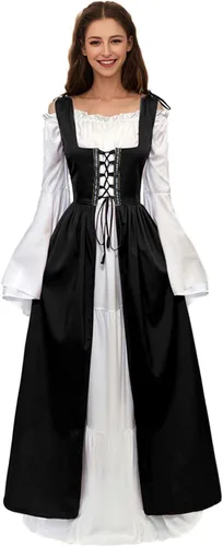 Vista 4 de Vestido renacentista para mujer, vestido medieval para feria de Ren, disfraz renacentista, vestido irlandés, disfraz de Halloween para mujer