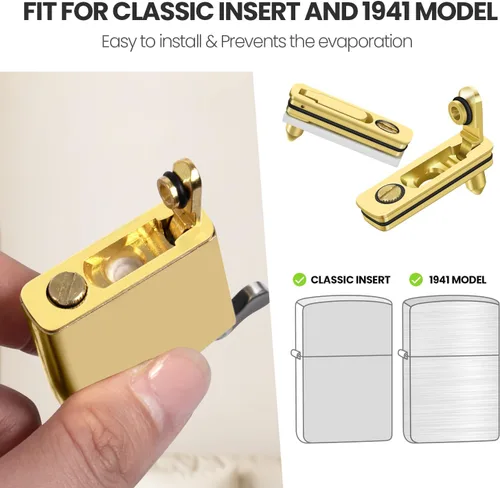 Vista 6 de YUSUD Sello de junta para encendedor compatible con Zippo, kit de reparación de metal con almohadilla de fieltro de algodón y ranura de pedernal