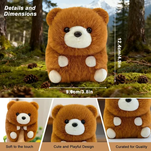 Vista 6 de Lindo oso de peluche, peluche de oso pequeño de 5 pulgadas para tablero de automóvil, escritorio de oficina y decoración del hogar, regalo de felpa
