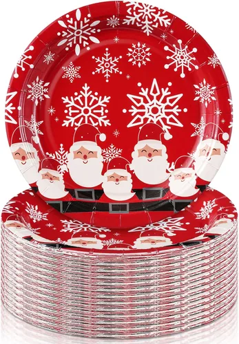 Vista 16 de Shellwei 100 platos de papel de Navidad de 7 pulgadas, platos de fiesta de Navidad a granel desechables para suministros de fiesta de Navidad