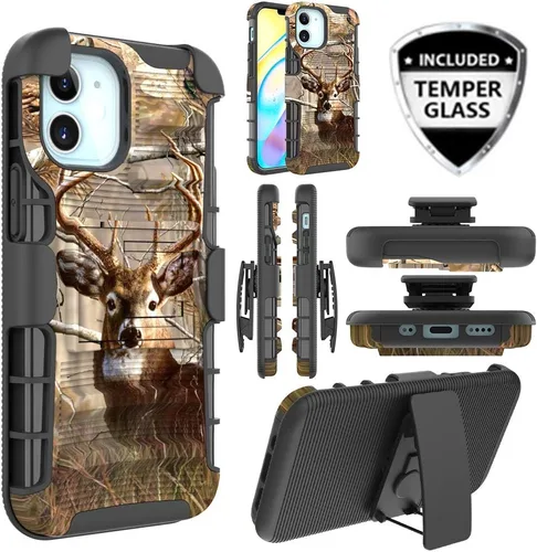 Vista 8 de Funda para iPhone 12 Mini, protección contra caídas de cuerpo completo, resistente con clip para cinturón, funda resistente con protector
