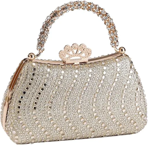 Vista 9 de Dreubea Bolso de noche brillante para mujer, bolso de noche con diamantes de imitación de moda