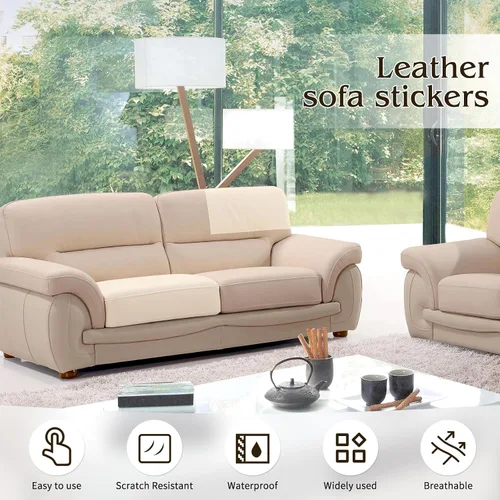 Vista 2 de BSZHTECH Cinta de reparación de cuero, parche de reparación de cuero autoadhesivo para sofás, muebles, sofás, asientos de automóvil, kit avanzado