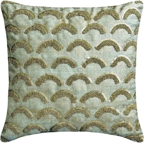Vista 109 de The HomeCentric Funda de almohada con cremallera, funda de cojín azul de 12 x 12 pulgadas, funda de cojín de algodón bordado para sofá, diseño
