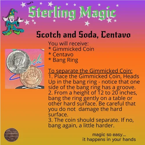 Vista 6 de Ted's Sterling Magic Scotch and Soda Centavo Genuine US Half Dollar Coin Trick (Edición Premier)