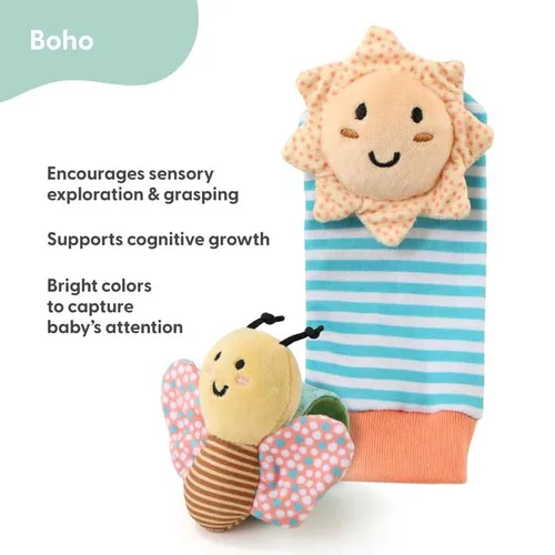 Vista 2 de The Peanutshell Sock Rattles Set of 5 - Calcetines Sonajero Girl Boy, Juguetes para Bebé 0-6-12 Meses, Animal Recién Nacido Alto Contraste Bebé