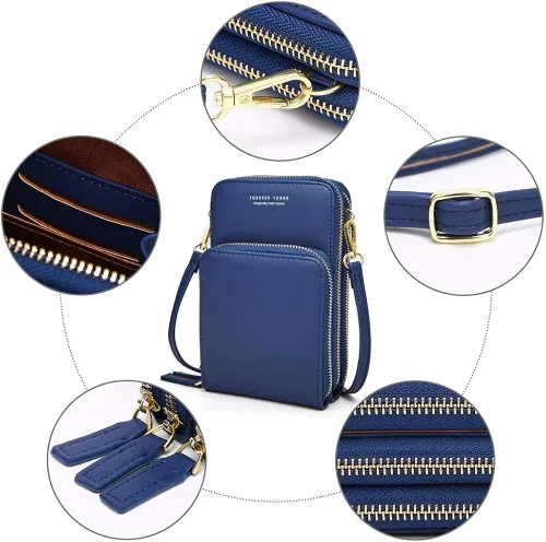Vista 7 de Bolso chico en bandolera de mujer para celular, minicartera tarjetera monedero de manohombro