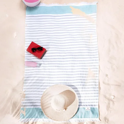Vista 7 de American Soft Linen Toallas de playa peshtemal turcas 100% algodón, tamaño 35 x 60 pulgadas, paquete de 4 toallas de natación para toallas de playa