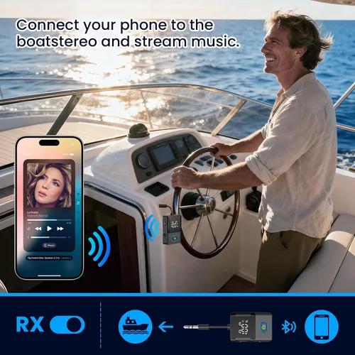 Vista 5 de Receptor transmisor Bluetooth para avión, televisores, 2 en 1, adaptador inalámbrico Bluetooth 5.3 compatible con 2 auriculares, teléfonos