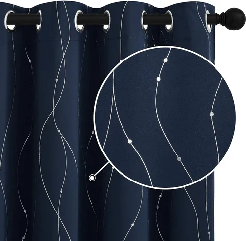 Vista 11 de StangH Foil Print Wave Line Cortinas opacas de línea ondulada