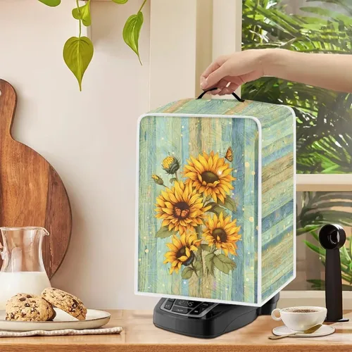 Vista 64 de Funda para cafetera, poliéster, azul, se adapta a la mayoría de máquinas de café estándar, protector resistente al polvo, huellas dactilares Playa