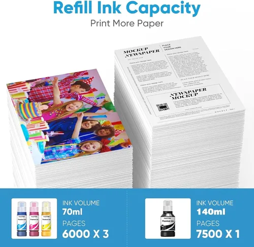 Vista 5 de Repuesto para botellas de repuesto de tinta Epson 542 para ET-5850 ET-5880 ET-5170 ET-16600 ET-16650 ET-5800 ET5850 ET5880 ET5170 ET16600