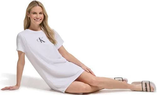 Vista 6 de Calvin Klein Vestido tipo camiseta con logotipo de monograma para mujer