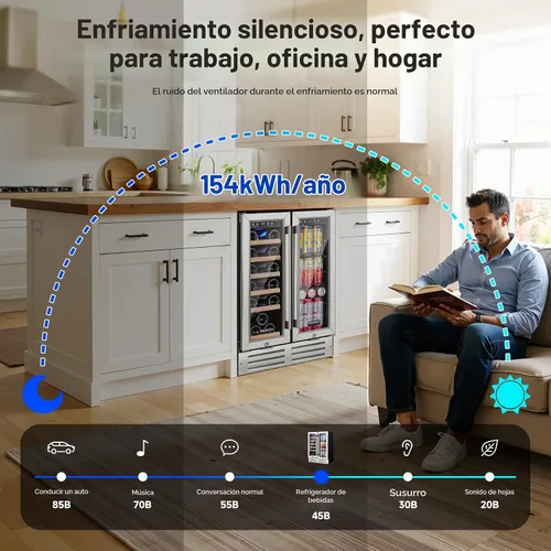 Vista 5 de BODEGA Refrigerador de vino y bebidas de 24 pulgadas, capacidad para 57