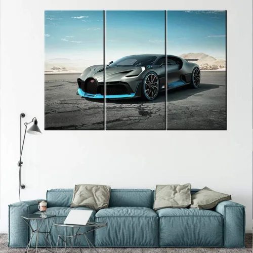 Vista 132 de Arte de pared de auto deportivo rojo para sala de estar, arte de pared de lienzo de súper auto genial, imágenes pósters, 3 piezas, arte moderno