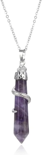 Vista 3 de 1 collar con colgante de bala de piedra preciosa natural, piedra de cristal curativo, cuarzo, reiki, chakra, energía de roca de 18 pulgadas, joyería