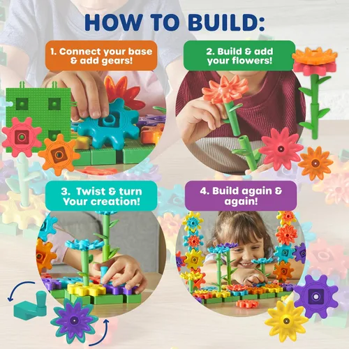 Vista 7 de Learning Resources GardenGears Conjunto de Construcción - Construcción e Ingeniería Educativa Práctica, Conjuntos de Construcción STEM Preescolar