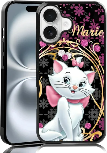 Vista 68 de Elegante funda de teléfono con diseño de gato Marie compatible con iPhone 11, funda de encaje dorado para iPhone, a prueba de golpes, rosa fucsia