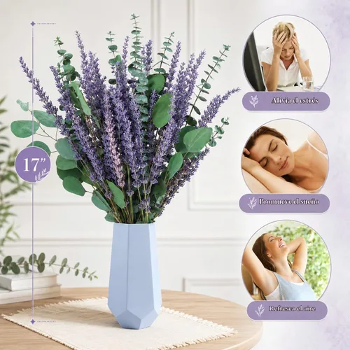 Vista 3 de Tallos de eucalipto secos y flores de lavanda para ducha y decoración, 80
