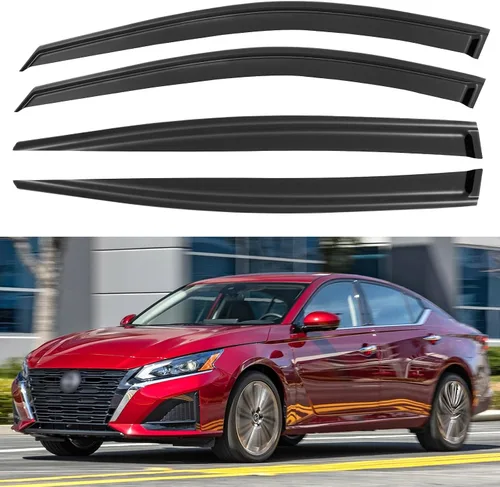 Vista 234 de YQAUTEC - Viseras para ventana, protectores contra la lluvia, compatibles con Subaru WRX 2015-2021, deflectores de viento para ventanas, viseras