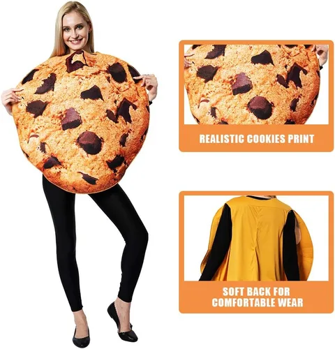 Vista 5 de Disfraz de pareja de galletas de comida de Halloween y caja de cartón de leche, disfraz de 2 piezas, Multi colorido