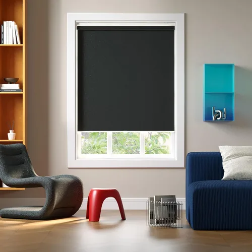 Vista 14 de Persianas enrollables opacas sin cordón para oscurecer la habitación, con sistema de resorte, protección UV, persianas de puerta, para hogar y Negro