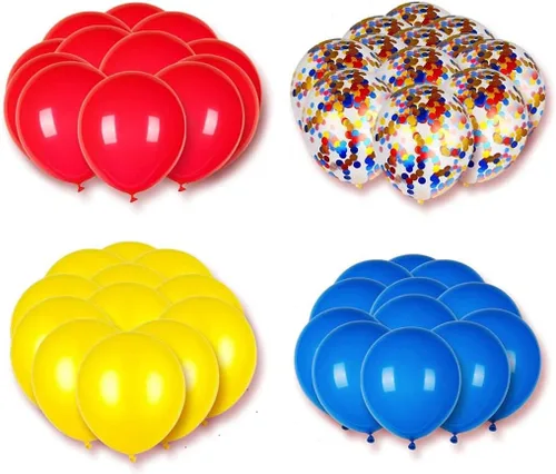 Vista 8 de 24 globos de fiesta de carnaval, temática de festival de 12 pulgadas, rojo, azul, amarillo, multicolor, decoraciones de fiesta de cumpleaños
