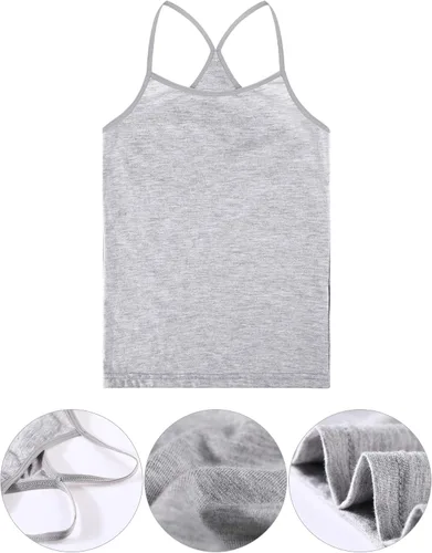 Vista 6 de Camiseta sin mangas de baile para niñas, 3 piezas, camiseta sin mangas, espalda cruzada, ropa interior para bailar ballet, Set 4