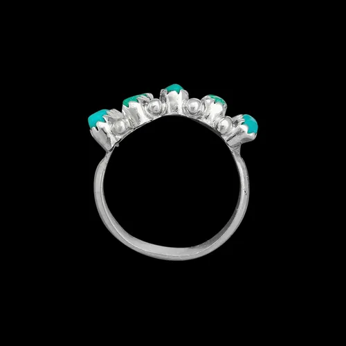 Vista 7 de Tamaño 6-925 Anillo de cabujón turquesa ovalado de la belleza durmiente de la plata esterlina, diseño rectangular segmentado, joyería de piedras