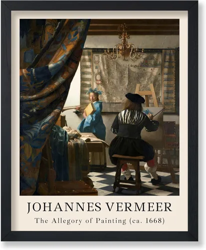 Vista 34 de Poster Master Póster vintage Johannes Vermeer – Impresión de pintura de vista retro de Delft – Vista del arte de Delft – Regalo para hombres