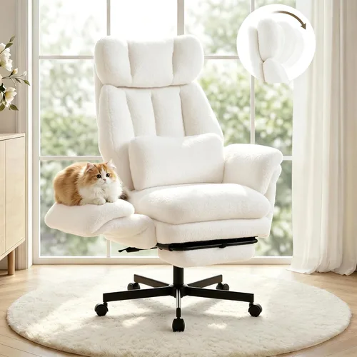 Vista 9 de Silla cruzada con reposapiés, silla de oficina grande y alta con brazos Cuero Pu Negro