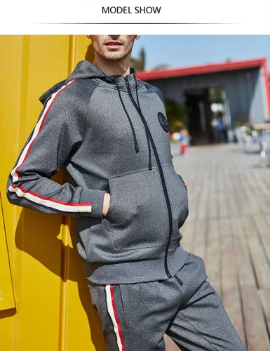 Vista 5 de DUOFIER Chándal deportivo con capucha para hombre, casual, con cremallera completa