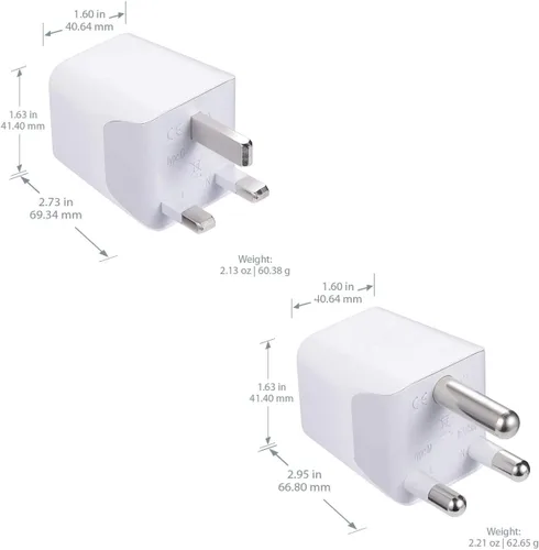 Vista 3 de Ceptics Juego de enchufes de viaje para Sudáfrica, con 2 USB + entrada de enchufe de EE. UU., tipo M y tipo G, ultra compacto, conexión a tierra